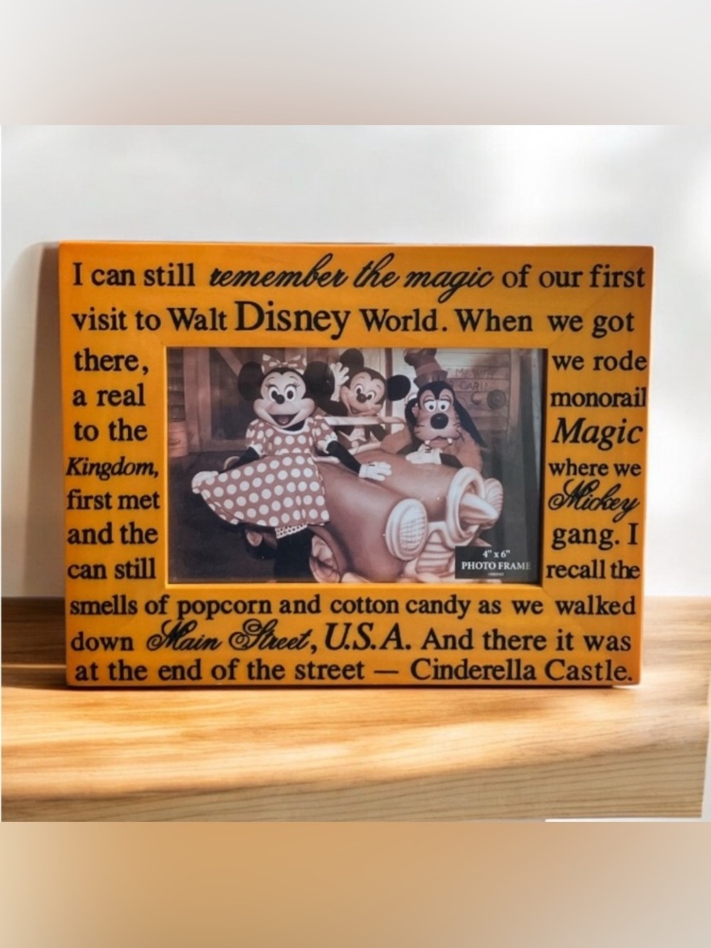 NEW Disney Parks Disney World Orange & Black 4X6 Photo Frame Magic Mickey Mouse